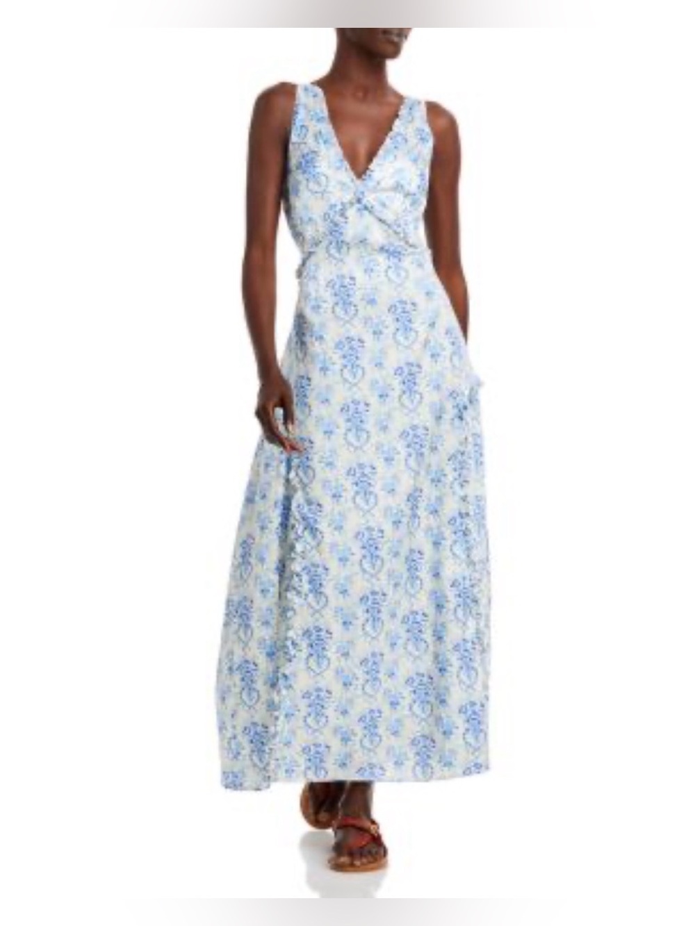 LoveShackFancy Kendall Blue and White Floral Maxi Dress